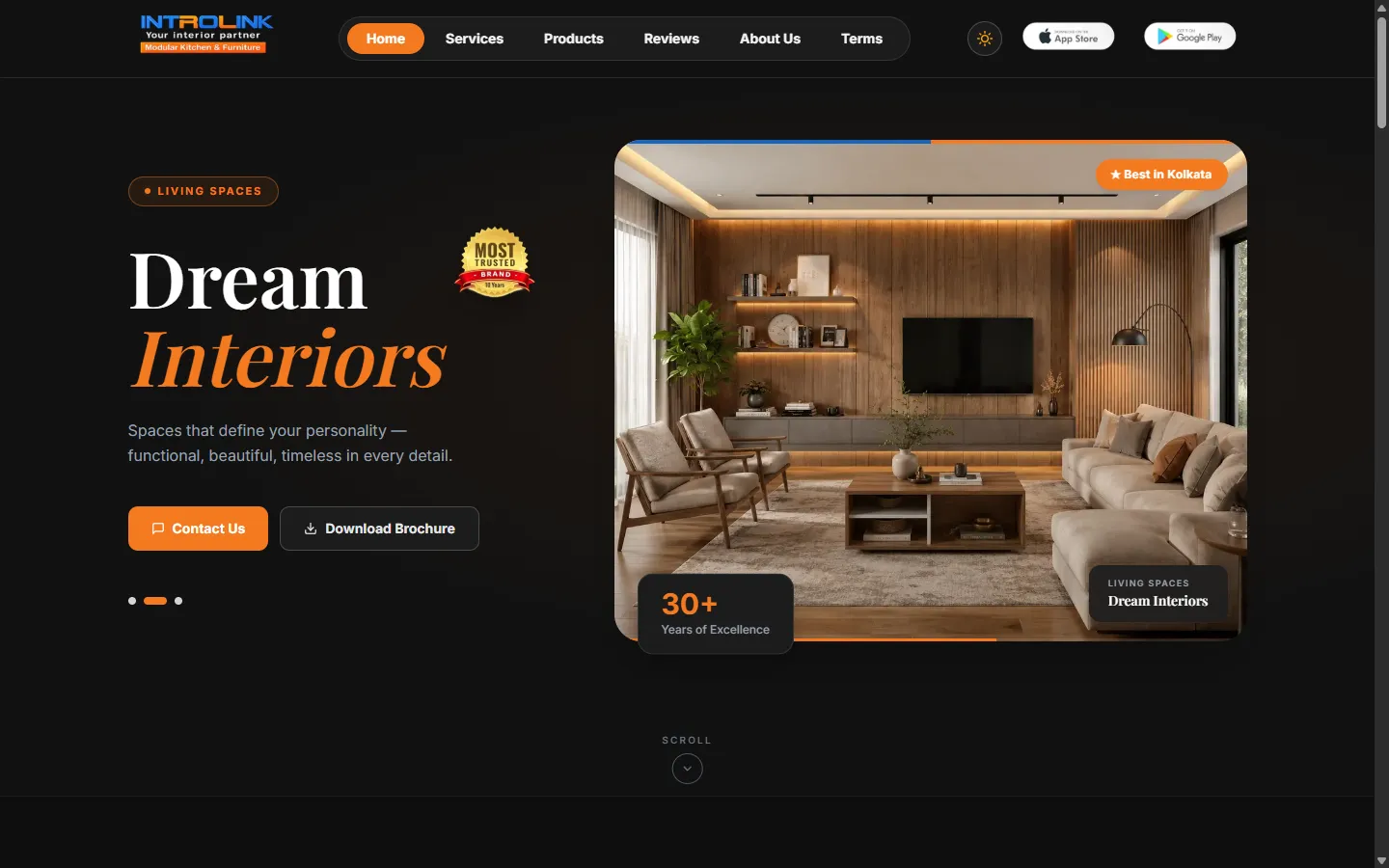 Introlink home page with the hero carousel